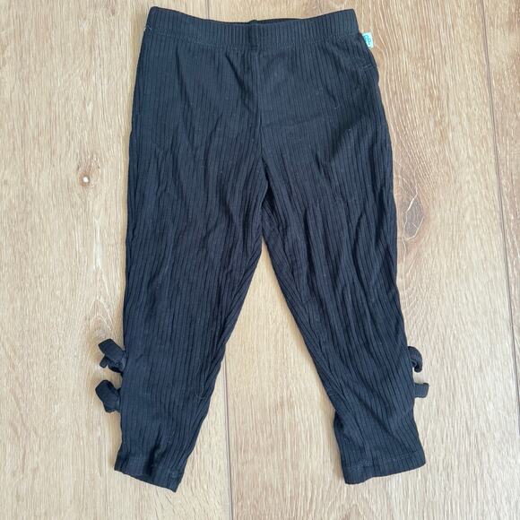 Posh Peanut Black Ribbed Bamboo Leggings with Bows Baby Girl 6-12 Months - Picture 1 of 3